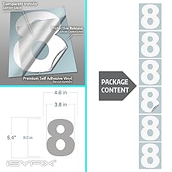 iSYFIX White Vinyl Number 8 (Eight) Stickers - 6