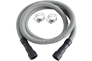 Elyfree Dishwasher Drain Hose, 6 FT Corrugated & Flexible Dishwasher Hose Drain Replacement with Clamps, Discharge Hose Fits 5/8", 3/4", 1" Dishwasher End
