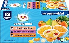 Dole Diced Peaches, Mandarin Oranges, and Cherry Mixed Fruit with No Sugar Added Variety Pack - Dole Fruit Bowls Snacks - 4 o