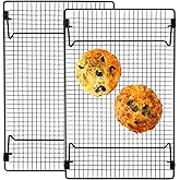 Kingrol 2-Piece Cooling Rack with Collapsible Folding Legs - for Cooking, Roasting, Drying, Grilling (Black)