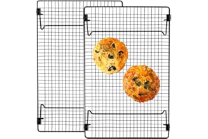 Kingrol 2-Piece Cooling Rack with Collapsible Folding Legs - for Cooking, Roasting, Drying, Grilling (Black)