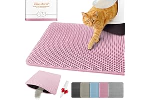blissstorm Waterproof Cat Litter Mat, Double Layer EVA, Odor-Free Large Grid, Urine Proof, Easy Cleanup (Pink, 12 x 12)