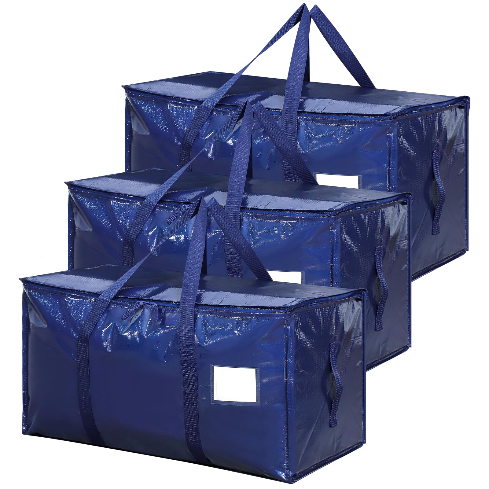 3 Pack Moving Bags and Storage Bags - 90L Heavy Duty Moving Boxes with Reinforced Bottom & Wrap-Around Handles, Tear-Resistant Reusable Storage Bins for Home, College Dorm Clothes Bedding Duvet Toys