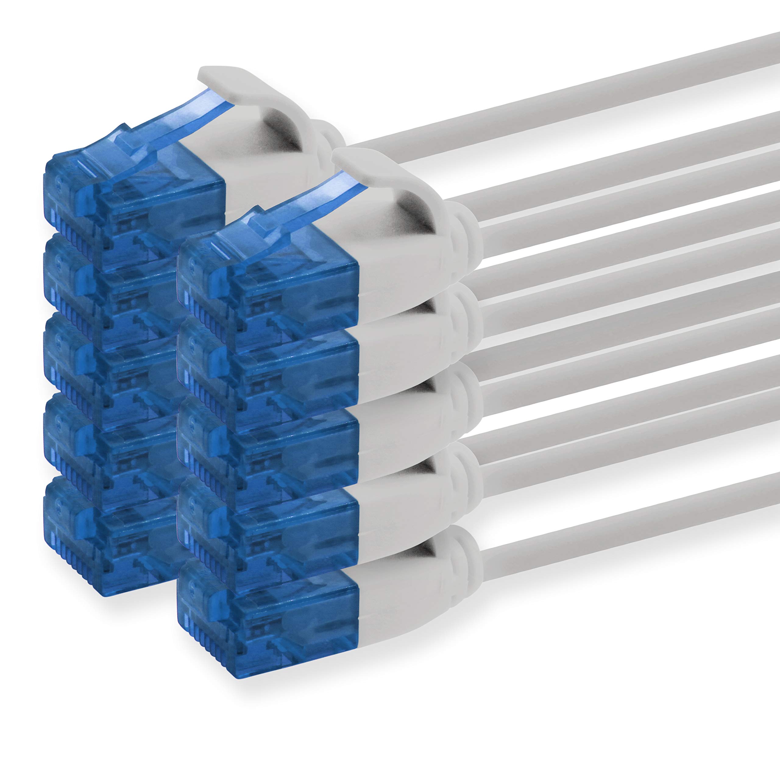 1aTTack.de 659985 Cat6 Cat.6 cable Cat network cable 1m - patch cable slim cable (small diameter - very flexible) 1000 Mbit/s - 10 pieces - gray