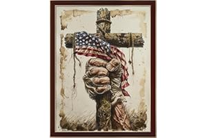 Leczany Cross Stitch Patterns Stamped Kit for Beginners | Embroidery Supplies DIY Craft Kit Starter Needlepoint for Adults or Kids | 11CT, 3 Strands | Holding The Cross in Hand 15.8x20.9 inches