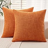 MIULEE Burlap Linen Throw Pillow Covers 20x20 Inch Set of 2 Orange Decorative Pillows Modern Farmhouse Pillowcases Soft Accent Cushion Covers for Outdoor Couch Sofa Bedroom Livingroom Home Decor