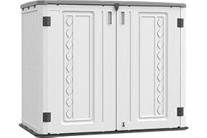 ADDOK Horizontal Storage Shed Multi-Function, Lockable Outdoor Storage Weather Resistance, Thick HDPE Resin Storage Cabinet for Backyards, Patio, Garden 34 Cu.ft