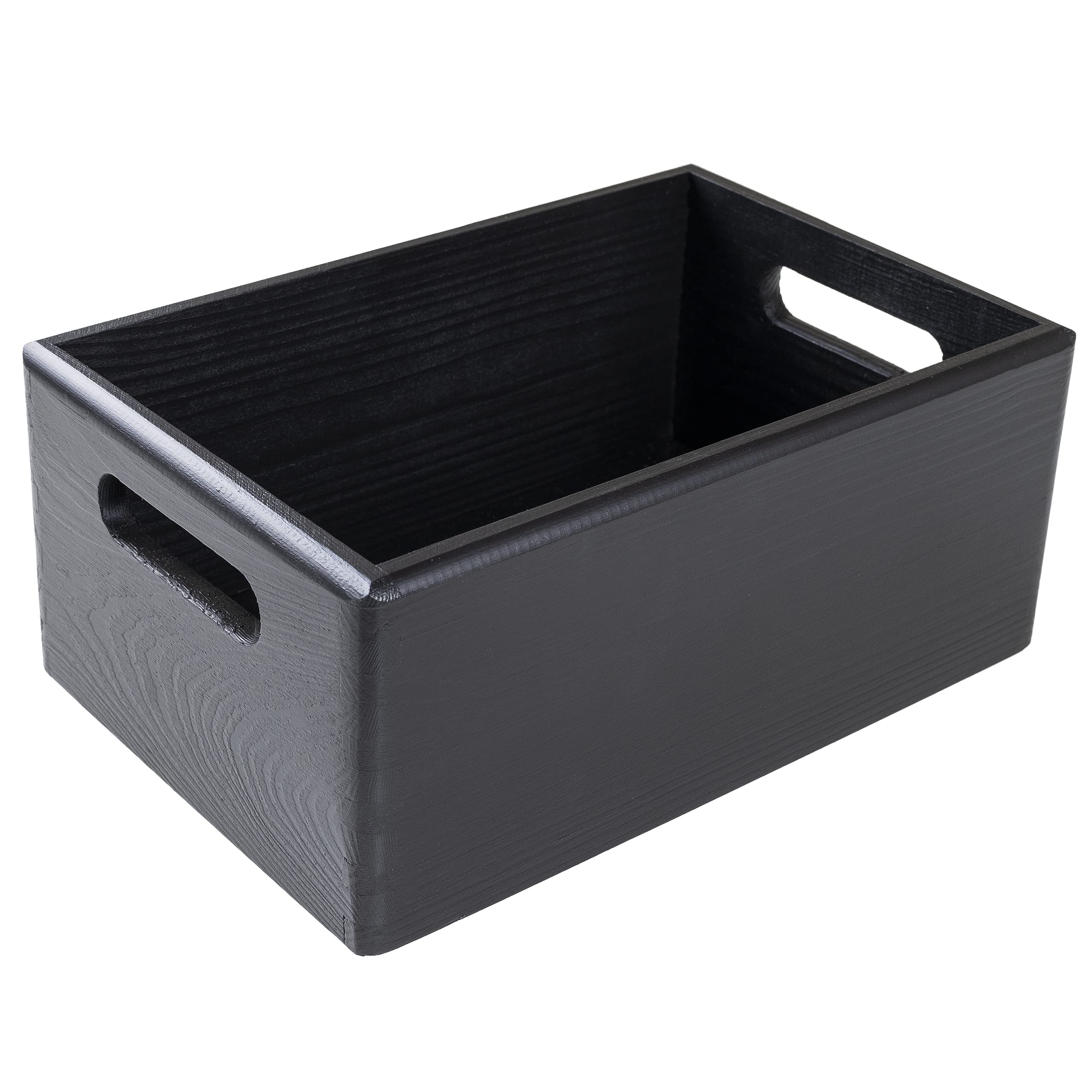 Creative Deco Black Large Wooden Crate with Handles | 30 x 20 x 13 cm (+/-1 cm) | Easter Storage Box Natural Wood | Open Decorative Gift Box Wooden Crates for Kitchen Home Storage Documents — image 1
