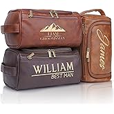 Personalized Toiletry Bag for Men, Custom Engraved Leather Waterproof Travel Toiletry Bag, Gift for Groomsmen, Husband, Dad, 