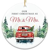 ZAGKOO First Christmas Married Ornament 2026 - Mr And Mrs Wedding Ornament | Just Married Ornaments &amp; First Year Wedding Ceramic Keepsake - Our 1st Christmas Gift For Newlywed Couples Bride Him Her
