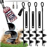 MIXC Heavy Duty Ground Anchors Screw in, 18-Inch, 4-Pack with Straps | 2.76-Inch Wide Spiral Blades, Deep Soil Grip, Drill Adapter and T-Wrench, Straps for Compatible Deck Frames and Sheds