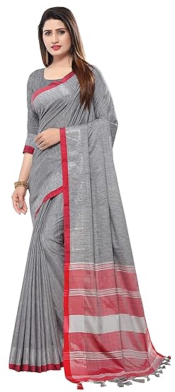 Women's Cotton Blend Saree With Blouse Piece