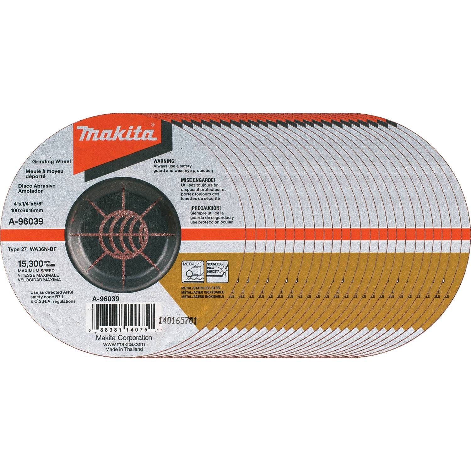 Amazon.com: Makita A-96039-25 36 Grit INOX Grinding Wheel (25 Pack), 4 x 1/4 x 5/8