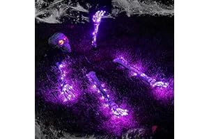 LIPIK More Realistic Skull Skeleton Halloween Decoration Lights Outdoor, Adjust Brightness, Timer, 8 Light Modes, Halloween Horror/Scary Decoration for Garden Lawn Backyard