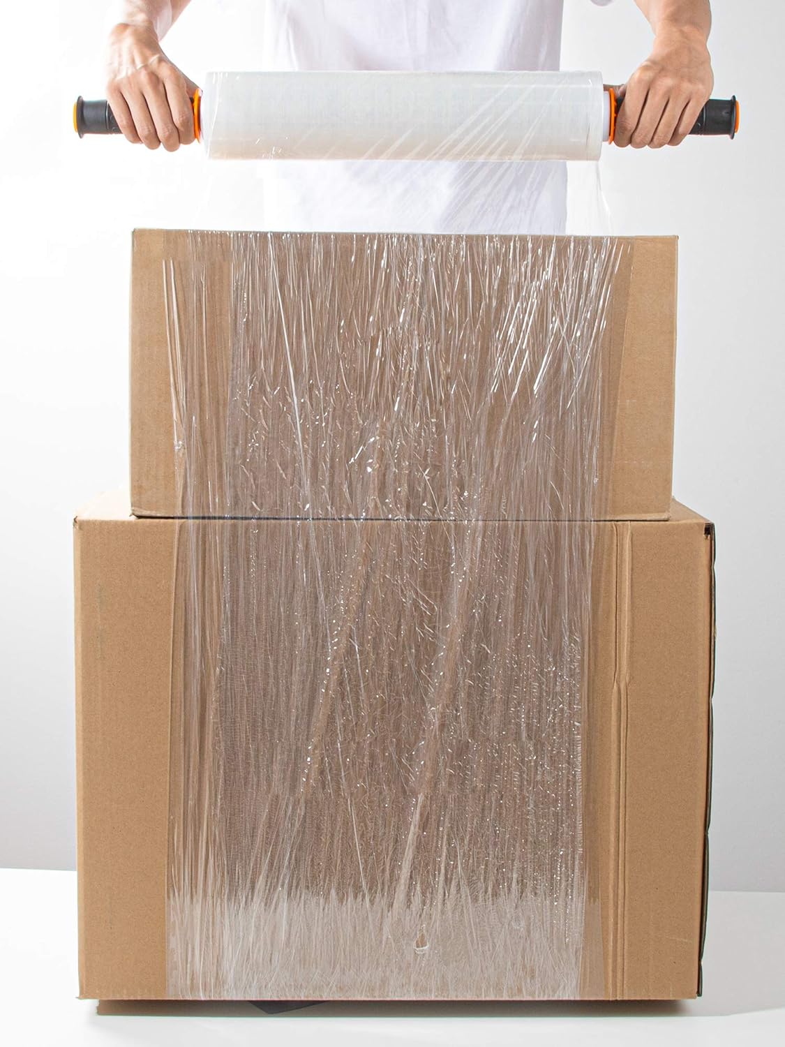 JARLINK 2 Pack Stretch Wrap, 15 Inches Shrink Wrap for Pallet Wrap, Moving Wrapping Plastic Roll, Industrial Strength Stretch Film with Handles, 1000 Feet, 60 Gauge : Office Products
