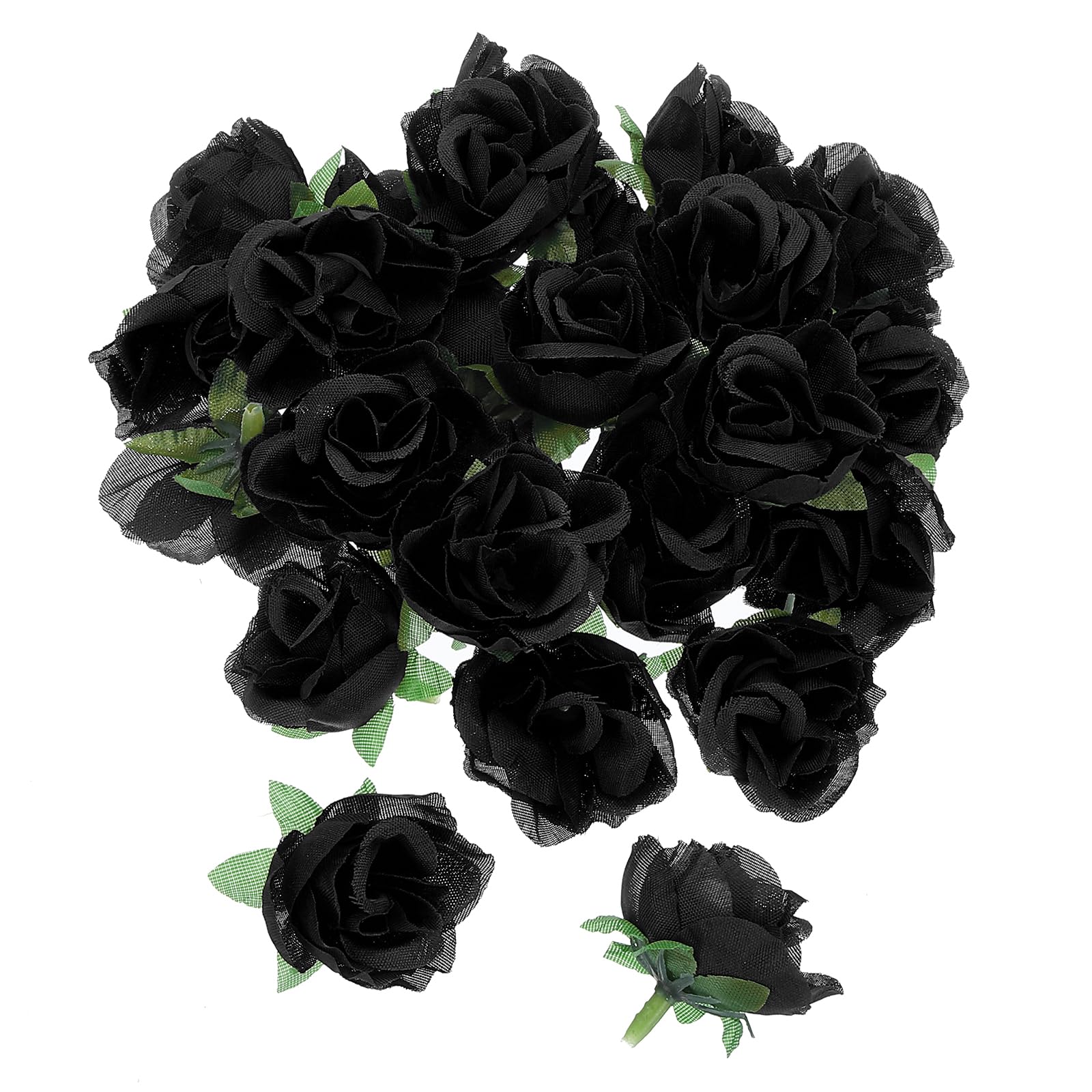 PATIKIL Mini Rose Artificial Flowers Bulk 1.2 Inch, 50 Pcs Silk Cloth Small Fake Flower Heads for Wedding Crafts Home Decor Decoration Party, Black