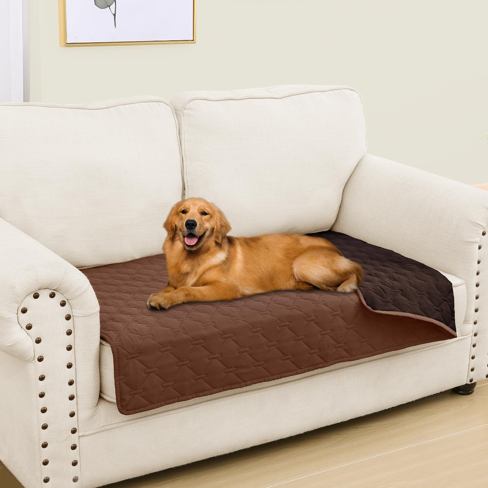 Photo 1 of Smiry Waterproof Dog Bed Cover Blanket, Soft Reversible Pet Blanket, Washable Leakproof Cats Dogs Couch Cover for Sofa, Couch, Furniture (30x53 Inch, Brown/Chocolate)