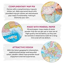 NOWMAP AquaShield Double-Sided World and USA Map