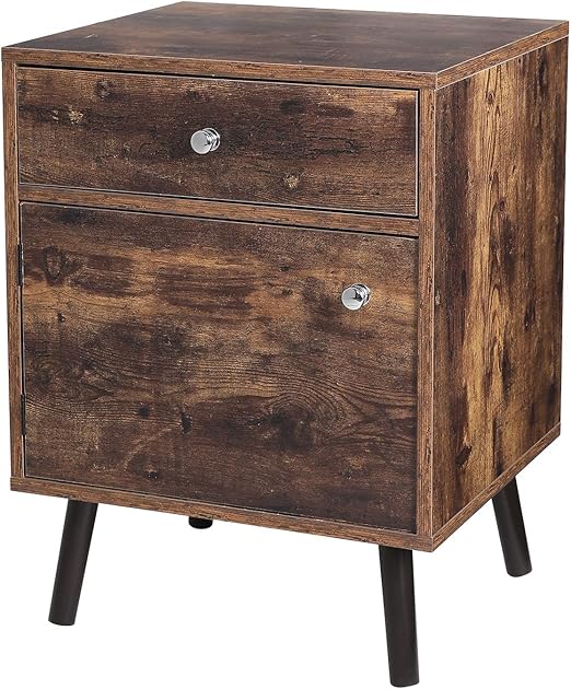 Amazon Com Vasagle Side End Table Nightstand With 1 Drawer Durable For Bedroom Living Room Office Rustic Brown Furniture Decor