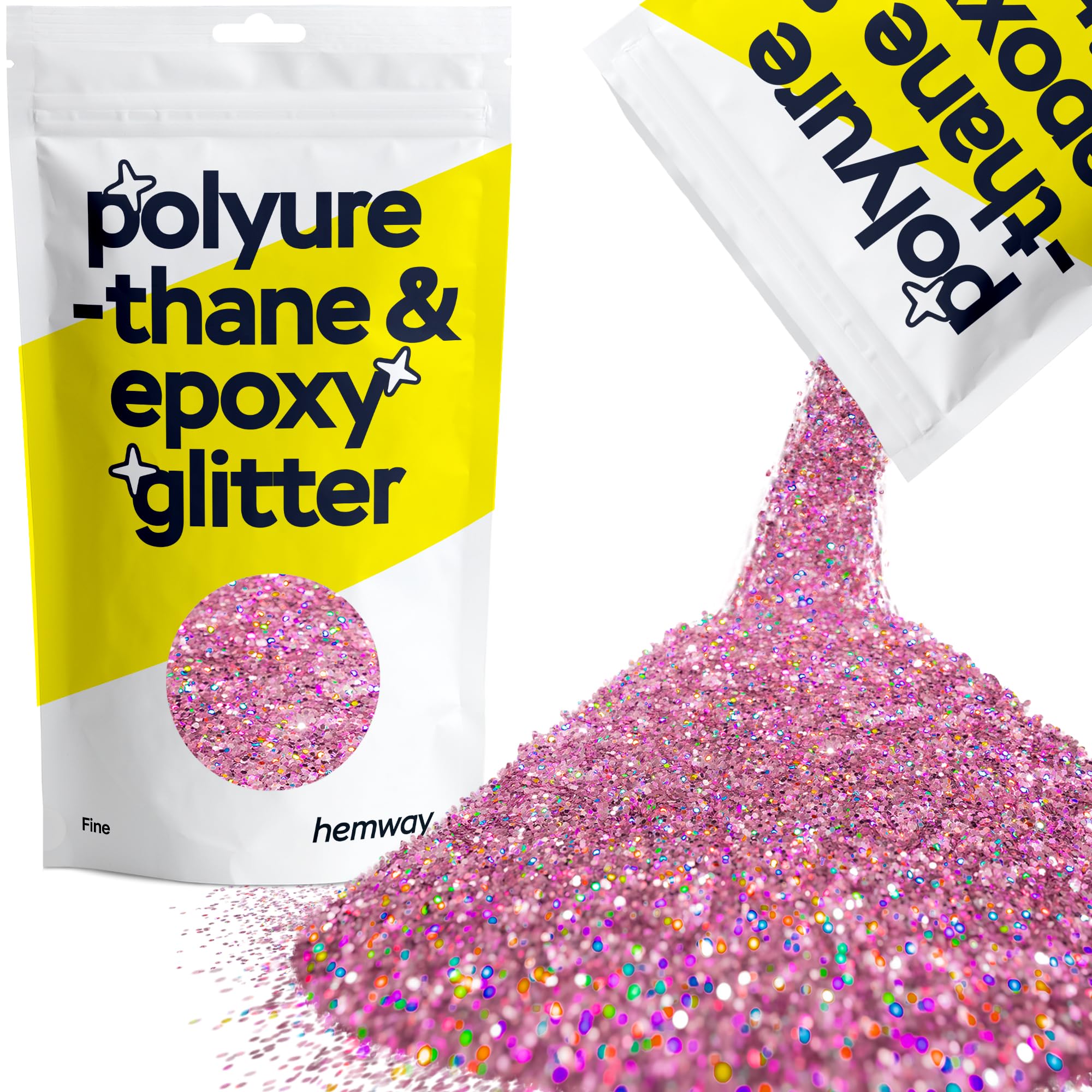 Hemway Resin Glitter Rose Pink Holographic 100g Fine | Polyurethane & Epoxy Glitter for Resin Crafts, Tumblers, Coasters, Floor & Table Art