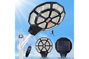 Daoseolo 2500W Solar Street Lights Outdoor Light, 265000LM Commercial Parking Lot Light, 6500K Dusk to Dawn Solar Security Flood Lights Motion Sensor Solar Led Lamp for Driveway, Playground