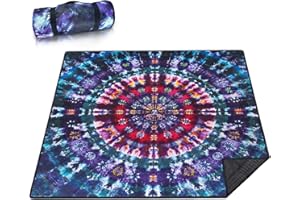 Wruzbxcn Picnic Blanket Waterproof Picnic Beach Blanket Waterproof Sandproof Foldable Portable Travel Large Tie-dye Style Picnic Blanket for Outdoor Camping,Beaches,Parks -Tie-dye 80" X 80"