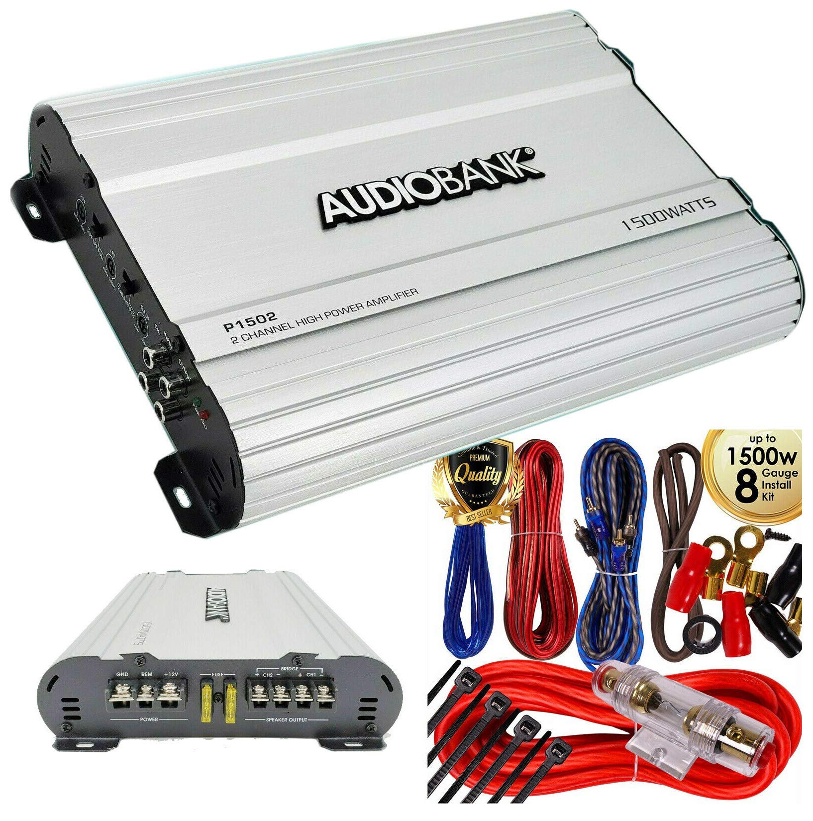 Audiobank P1502 2 Channels Amplifier 2 Ohm Stable 1500 Watts Peak Power with LED Indicator + Complet