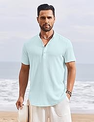 COOFANDY Men's Button Up Henley Short Sleeve Casual