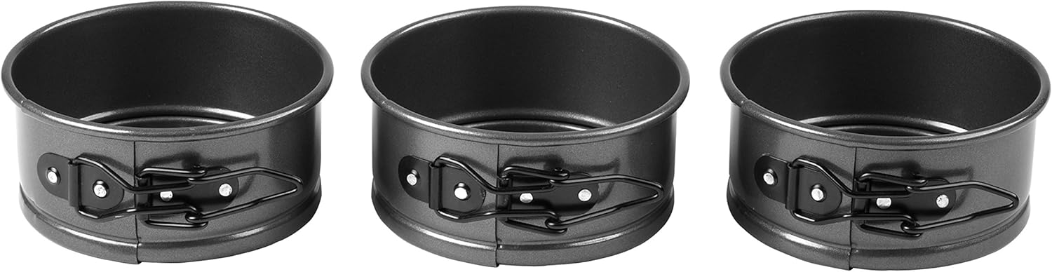 Wilton 4-Inch Mini Springform Pans for Mini Cheesecakes, Pizzas and Quiches, Durable Non-Stick Surface, Set 3-Piece: Springform Cake Pans: Kitchen & Dining