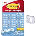 Command Clear Indoor Mini Light Clips Value Pack, 45 Clips, 54 Strips, Damage-Free String Light Hangers for Home, Room, Wall,