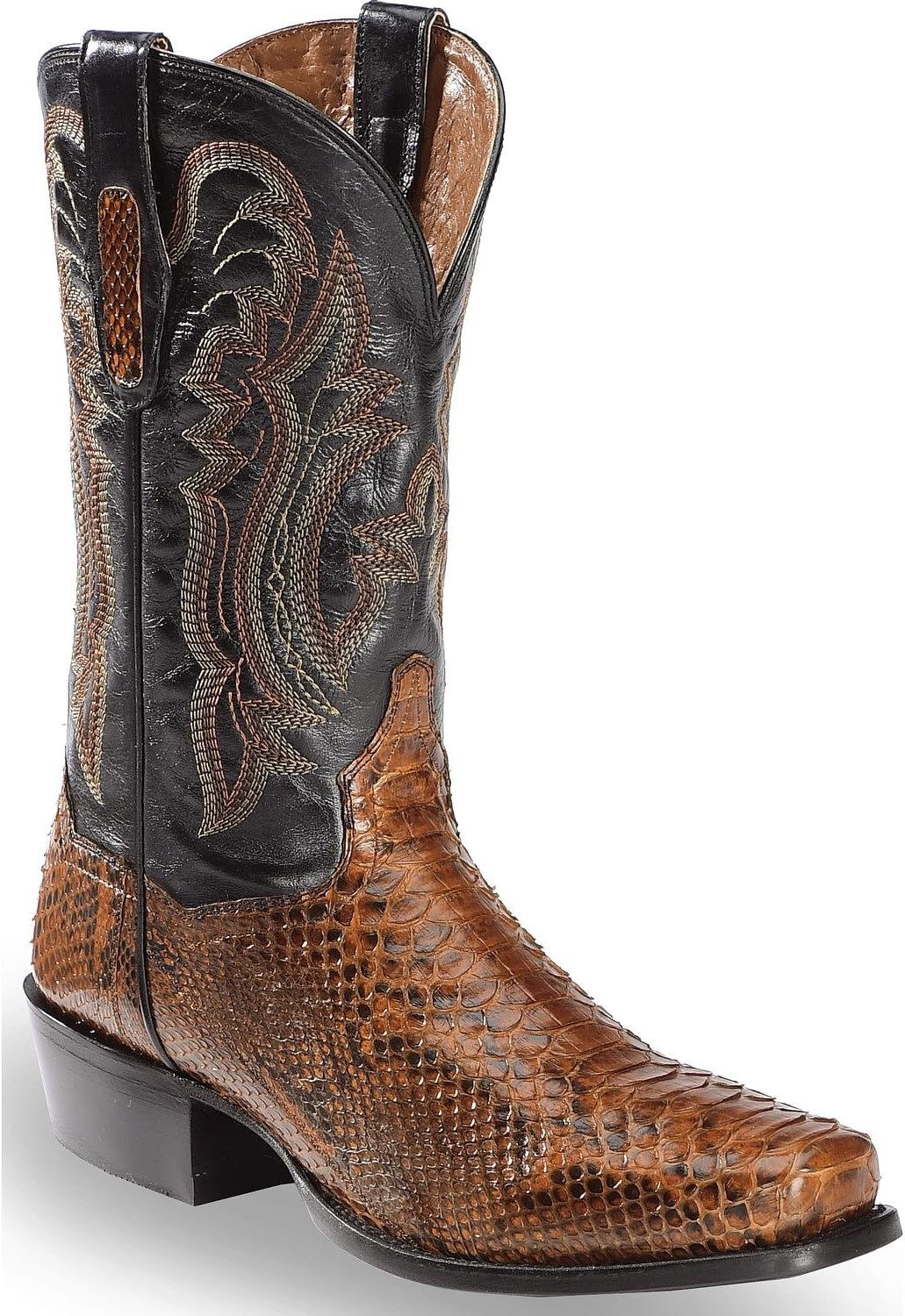 Dan Post Men's Cognac Back Cut Python Cowboy Boot Square Toe Cognac