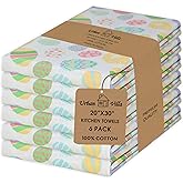 Urban Villa Kitchen Towels Set of 6 Dish Towels for Kitchen 100% Cotton Easter Print Kitchen Towels Mitered Corners Oversized 20X30 Inches Kitchen Towels Highly Absorbent Kitchen Hand Tea Towels