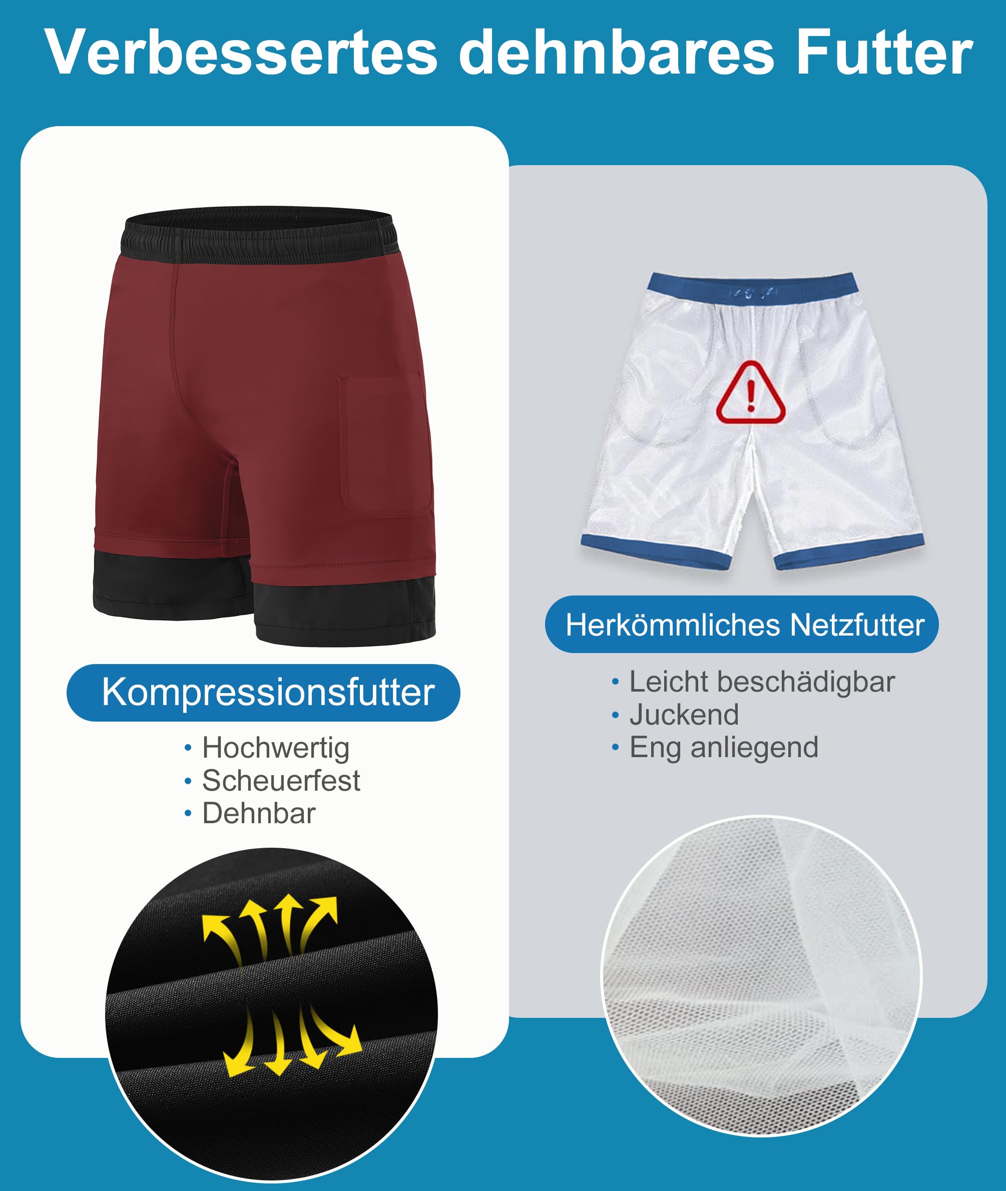 Zoofly Schwimmhose Herren mit Taschen Gym Shorts Zipper Pockets Boardshorts für Männer Atmungsaktive Badehose Mann mit Tunnelzug Schwarz L 3