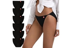 INNERSY Women's High Cut Bikini Underwear Stretchy Cotton Panties Sexy String 6-Pack