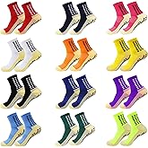 Jaoruizer 12 Pair Grip Socks Soccer, 12 Colors Non Slip Men Socks Grip Socks Youth Grip Football Socks for Adult