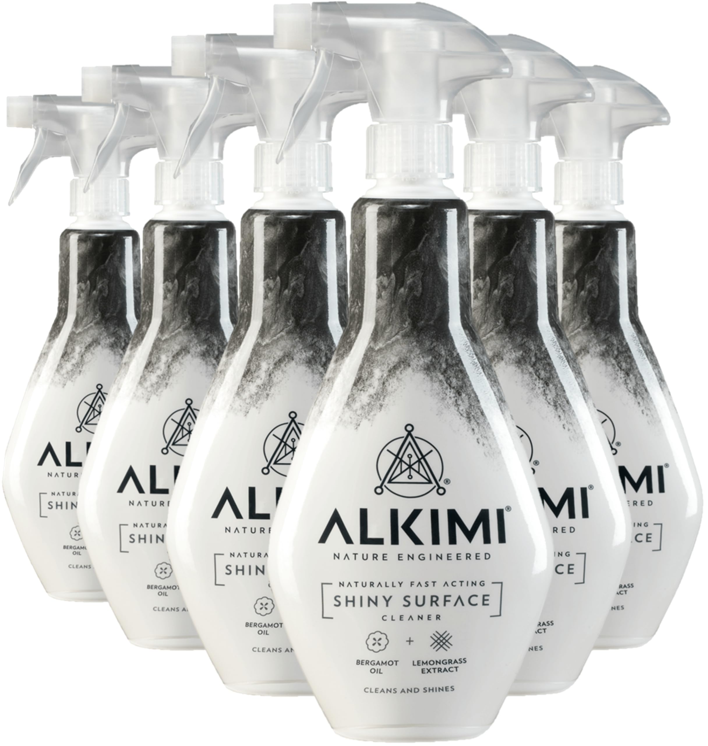 ALKIMI Shiny Surface Cleaning Spray, Pack of 6 – Powerful Cleaning, No Harsh Chemicals, with Natural Bergamot Oil & Lemongrass Extract