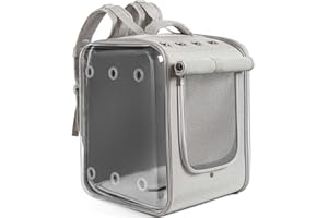 Petseek Cat Backpack Carrier Large Pet Backpack Carrier, 17lbs Load-Bearing Ventilated Design Dog Backpack Carrier for Small Dogs, Sturdy Cat Bubble Backpack for Travel, Hiking & Outdoor Use, Grey