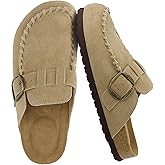 CUSHIONAIRE Canoe Genuine Suede Clogs for Women Footwear with Moc Toe Design – Casual Slip On Womens Shoes