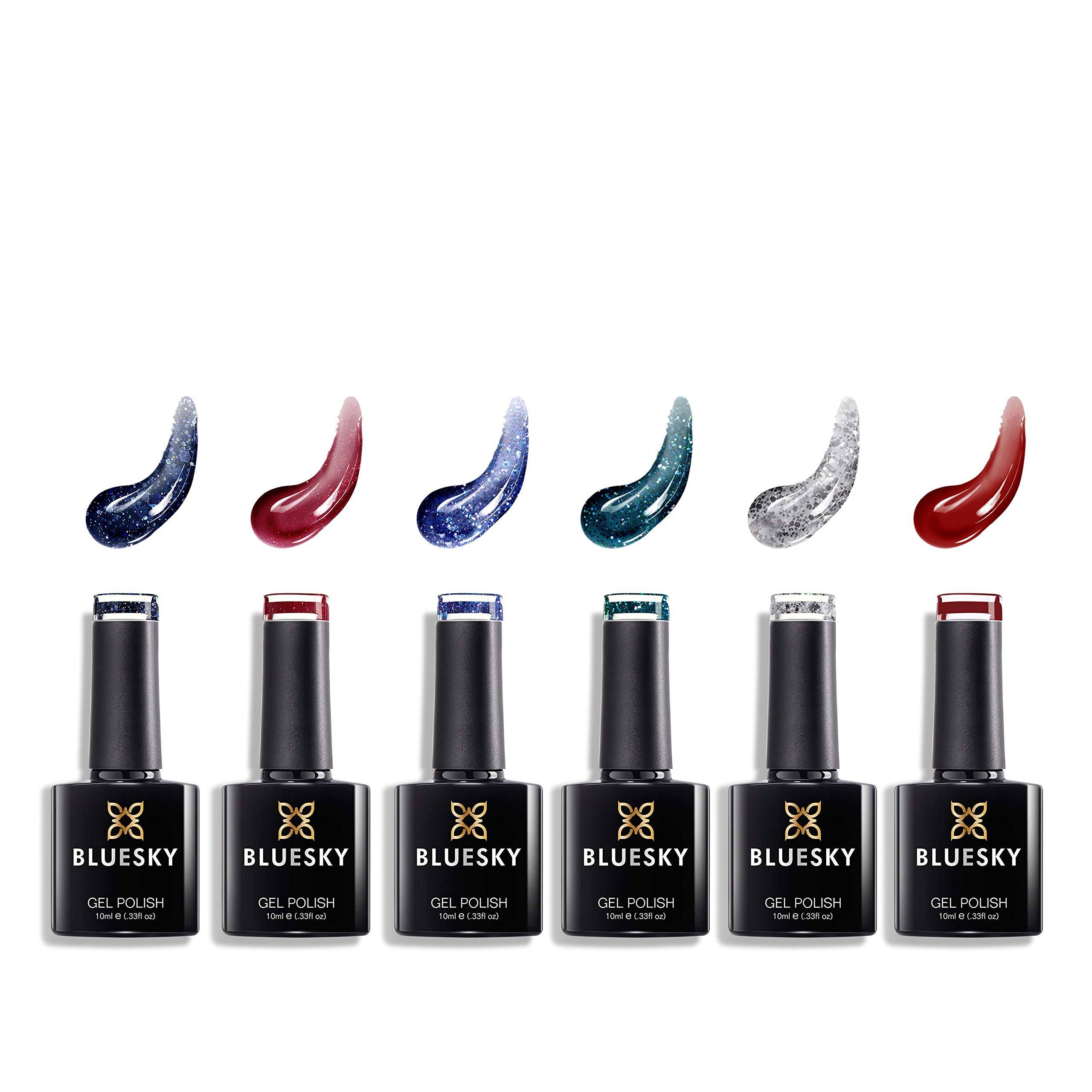 Bluesky UV/Gel Lucky Set Nail Polish 10, 6 x 10ml, Blue, Red, White (Requires Curing Under LED/UV Nail Lamp)
