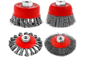 INUSBOJIE Wire Cup Brush Set Packaged with 4 Different Wire Wheel Brushes for Angle Grinder 4 1/2 Angle Grinder and 5/8”-11 Thread Arbor(4 Packs )