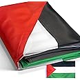 Anley EverStrong Series Palestine Flag 3x5 Ft - Heavy Duty Canvas Header - 4 Rows of Lock Stitching - Nylon Palestinian National Flag with Brass Grommets 3 X 5 Ft