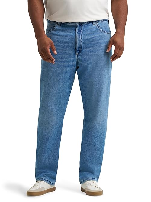 Lee Men's Big & Tall Legendary Relaxed Straight Jean, Coast - Gray Fleece Lined, 54W x 32L