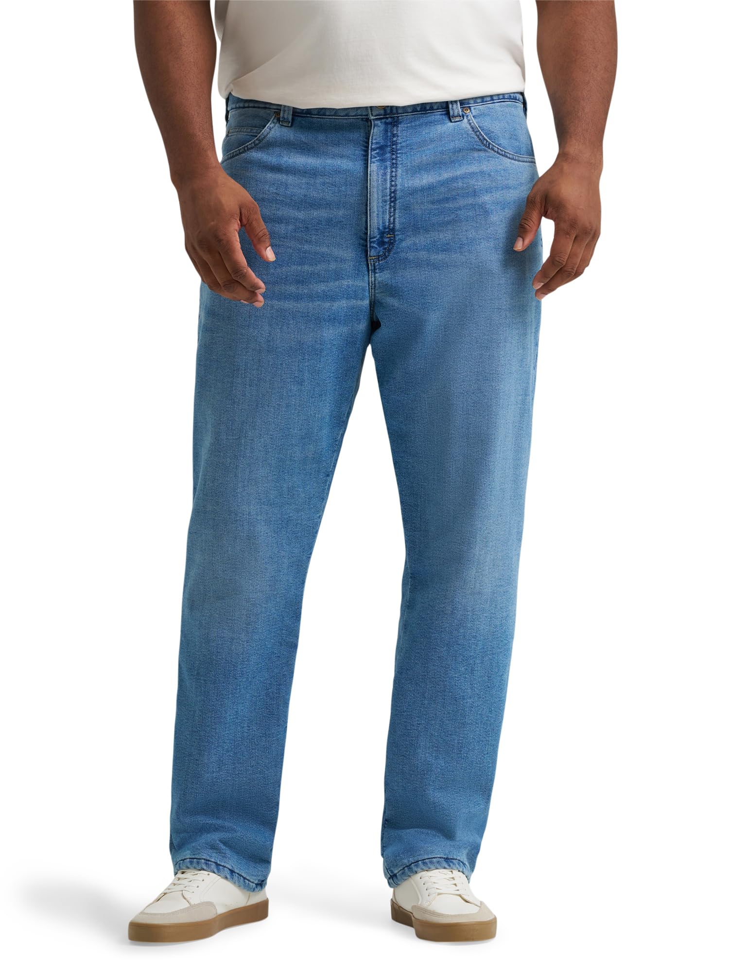 Lee Men's Big & Tall Legendary Relaxed Straight Jean, Coast - Gray Fleece Lined, 54W x 32L Image