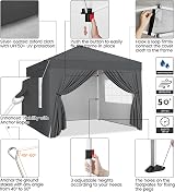 Yaheetech Pop-Up Gazebo 3x3 with 4 Removable Side Panels Dark Grey view 4