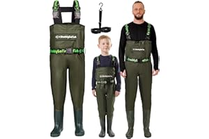 DaddyGoFish Chest Waders for Kids and Adults, Fishing and Hunting Waders with a Pocket and a Wader Hanger