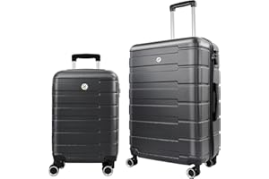Wqzlyg Luggage Sets 2 Piece,Carry on Hard Shell Luggage Set,Lightweight Suitcase with Spinner Wheels,Travel Luggage Sets 2 Piece 20/24,Black