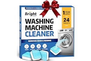 BRIGHT CHOICE Washing Machine Cleaner Tablets 24 Pack - Deep Cleaning Tablets for Front & Top Load, Works With HE Washers, Removes Residue, Odor & Pet Hair - 12 Month Supply of Washer Cleaner Descalers, Septic Safe