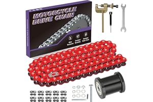CILOYU 35 Red Chain with Mini Bike Chain Tensioner Compatible with Coleman CT100U CC100X Baja DB30 Motovox MBX10 MBX11 Predator 79cc 97cc 100cc Engine Monster Moto 80cc 105 Minibike Parts 140 Links