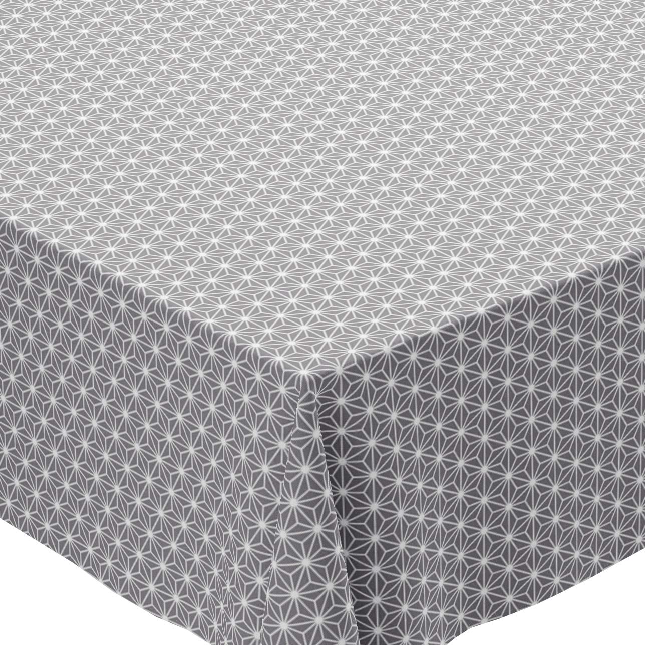 Karina Home GREY Geometric Wipe Clean Tex Tablecloth Vinyl PVC Table Cover 250cm x 140cm Wipeable Table Cloth
