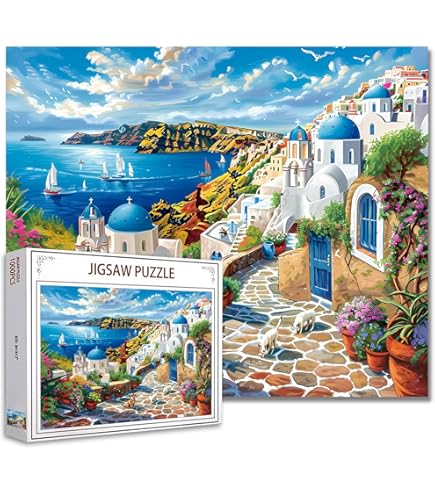 CASTROLAND 1000 Piece Santorini Puzzle - Greece Island Paradise Jigsaw For Adults